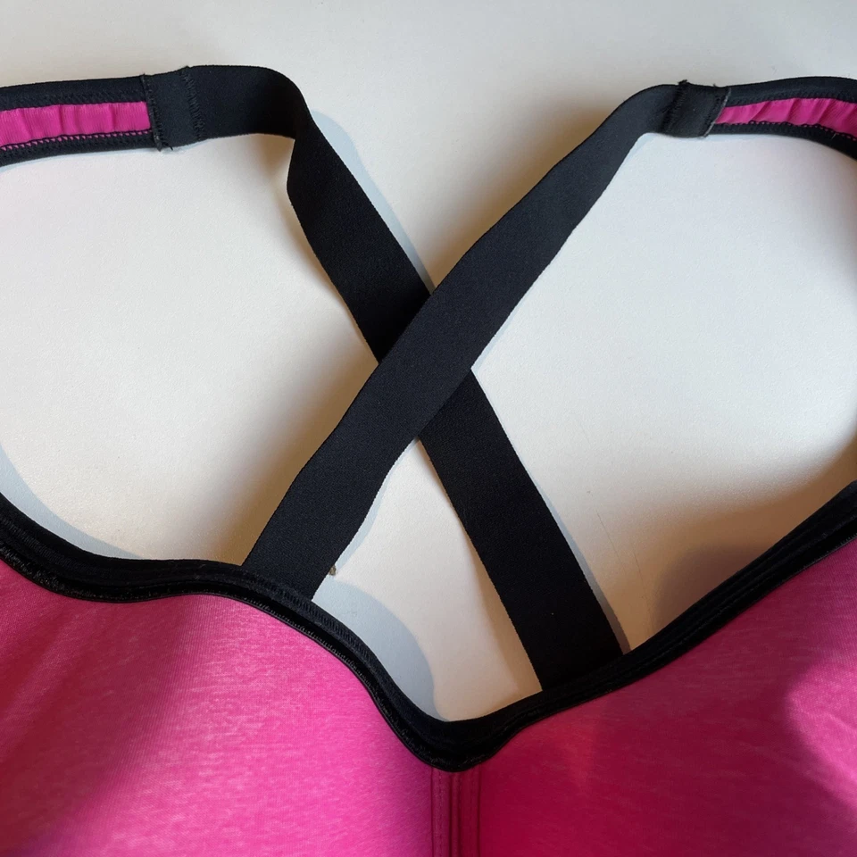 Sujetador deportivo Danskin Now talla 40D rosa negro malla trasera inalámbrico entrenamiento atlético Foto 3 de 4