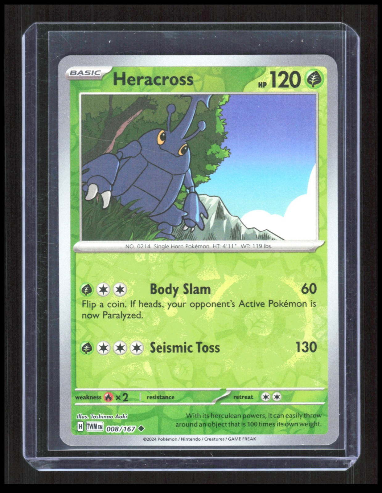 Heracross 8/167 SV06: Twilight Masquerade Pokemon TCG Reverse Holo CB-2-4-C-3