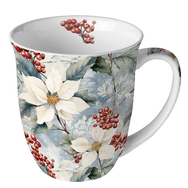Tasse, Porzellantasse Winter Poinsettia 0,4L Ambiente | Weihnachtsstern-image
