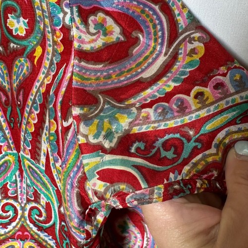 DE COLECCIÓN AGUJEROS DEFECTUOSOS FALTAN BOTÓN Polo Ralph Lauren Camisa Para Hombres Mediana Seda Paisley - Imagen 14 de 20