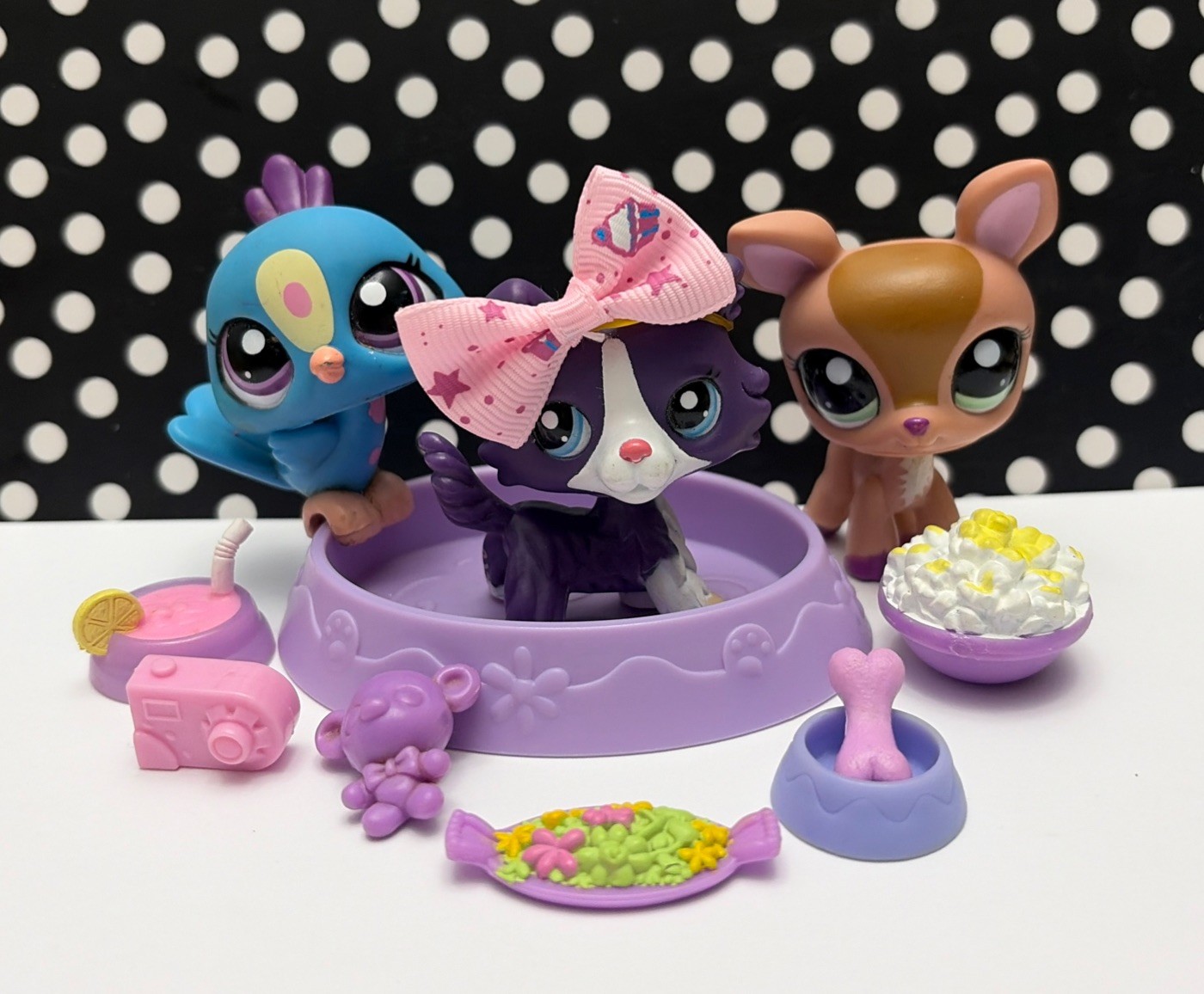 Littlest Pet Shop Collie #1676 Cervo #1677 Pavone #1678 Cucciolo #1752 Accessori