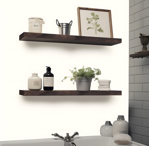 Wood Floating Shelves for Wall, Wooden Wall Shelves for Bedroom, Wall Mounted... - Picture 2 of 7
