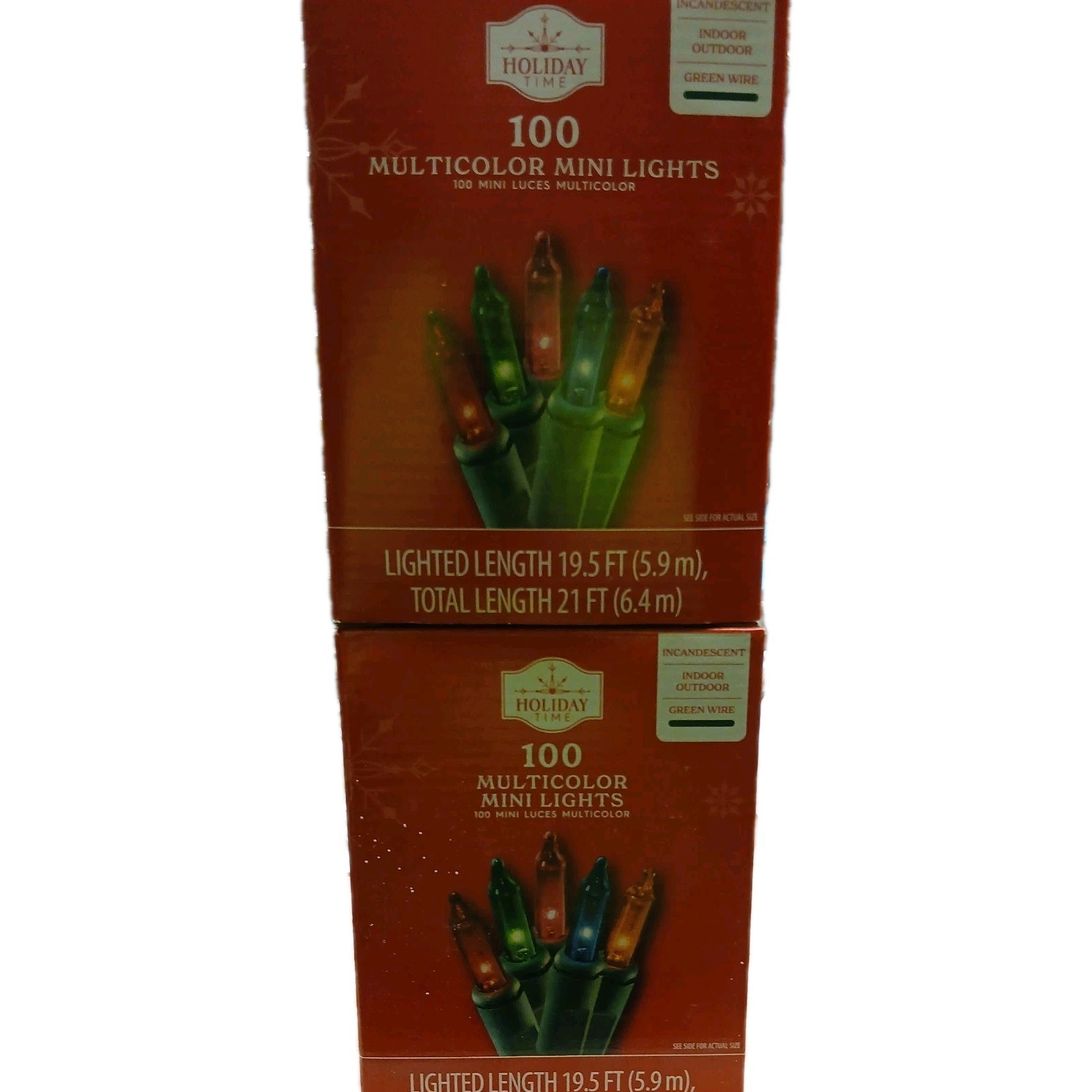 Holiday Time Incandescent Christmas String Light 21" Multicolor 100-Count 2 Pack