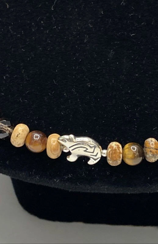 Ожерелье с бисером Carolyn Pollack из чистого серебра с яшмой и тигровым глазом животным - Изображение 3 из 4