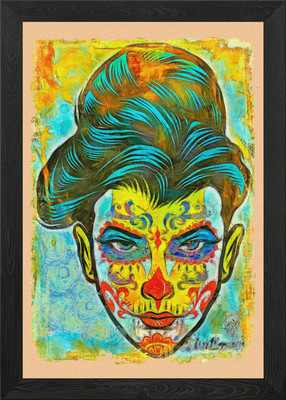 Farbiges Sugar Skull Bild gerahmt Wandbild Poster Leinwanddruck Bild