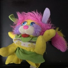 1987 Popple 4.5" Vintage Mattel Baby Flower Buttercup Yello Plush Toy Reversible