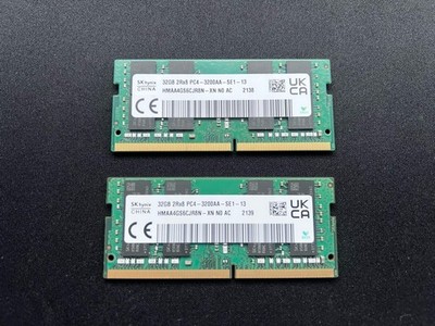 Lot of 2 SK Hynix  32GB 3200GHz DDR4 SODIMM LAPTOP MEMORY- HMAA4GS6CJR8N-XN