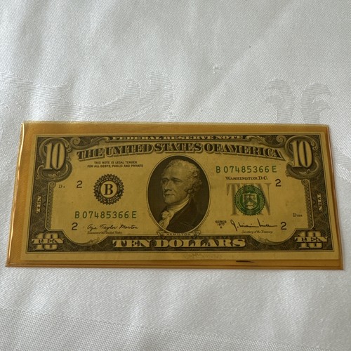 1977 $10 Federal Reserve Note -b07485366 E Double Printing Error XF - AU