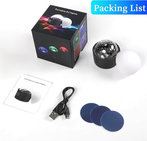 Mini Discokugel Lichter, wiederaufladbare Party Lichter, Sound aktiviert klein, schwarz - Bild 5 von 8