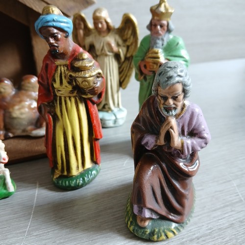 Vintage Christmas Nativity 15 Piece Figure Set Germany Jesus Manger Scene B1 - Picture 2 of 14