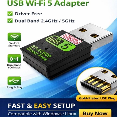 WLAN WiFi USB Stick und Bluetooth Dongle 2in1 Highspeed bis zu 600Mb Dual Band