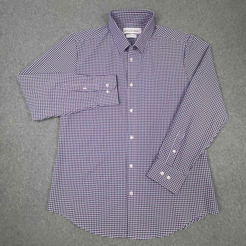 Mizzen Main Men's Size XL Trim Fit Leeward Dress Shirt Purple Plaid Office - Picture 2 of 9
