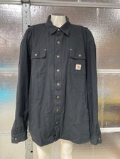 Carhartt Button Up Shirt - Mens 3XL Tall - Black Flannel Lined - Workwear