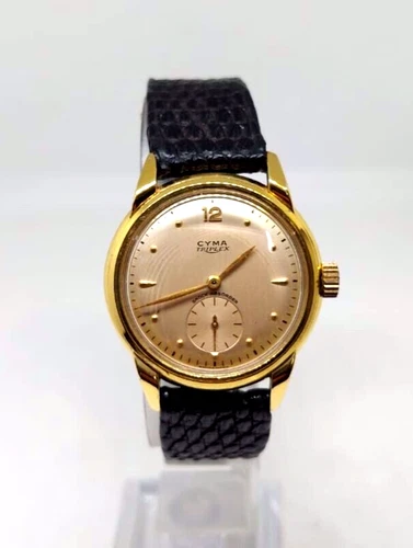 BEAUTIFUL CYMA TRIPLEX Ref. 3755 Cal. 414K2 33 MM 15 JEWELS GOLD PLATED 40s