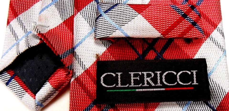 Clericci 男式涤纶领带 59 英寸 X 3.5 英寸多色格子 — 第 3/4 张图片