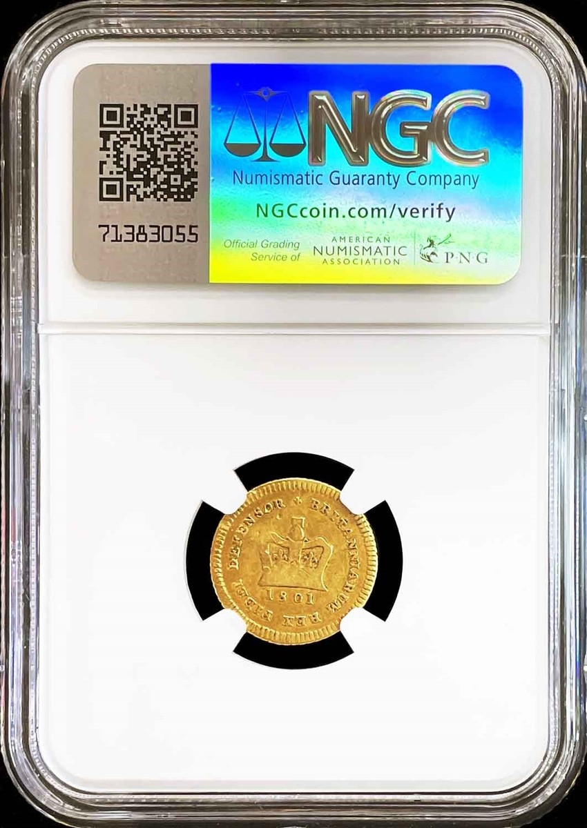 1801 GOLD GREAT BRITAIN COUNTERMARK 1/3 GUINEA KING GEORGE III