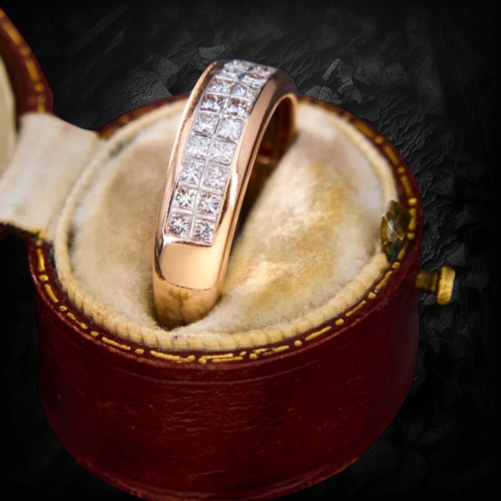 Alianza de boda para mujer de oro amarillo de 18 quilates de 0,50 quilates de...