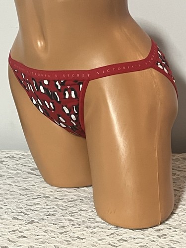 Victoria's Secret Bikini Red Penguin Candy Cane Panties Logo Waist Size Large - Picture 3 of 13