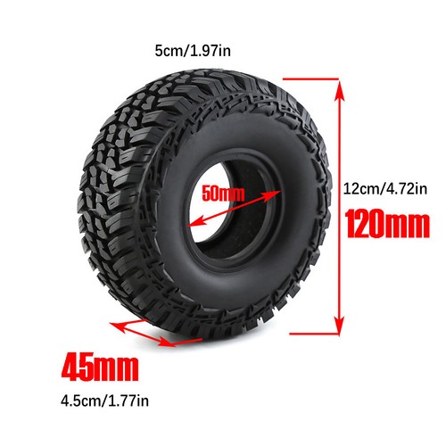 4x 120mm 1.9" Tires Tyre for Traxxas TRX4 Axial SCX10 90046 1/10 RC Crawler Car - Picture 2 of 6