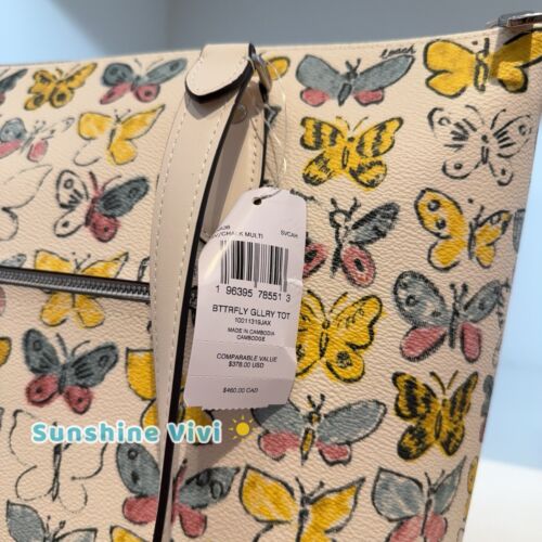 NWT Coach Gallery Tote Bag With Butterfly Print CAR36 - Picture 5 of 11