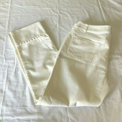LAFAYETTE 148 CROPPED CUFFED SIGARETTE JEANS SZ.10 WHITE-UNBEATABLE PRICES