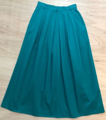 vtg David Brooks Riding Skirt Sz 6 Midi Pleated Green Cotton Twill 70s 80s USA - Picture 5 of 12