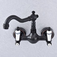 Wall Mount Black Oil Rubbed Brass Bathroom Sink Faucet Kitchen Mixer Tap fsf712