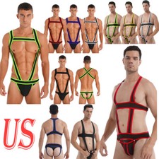 Men's One Piece Jockstrap Leotard Underwear Jumpsuits Wrestling Singlet Bodysuit