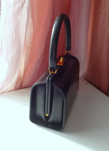 Designer Signed Susan Gail Black Red Leather Clutch Hand Bag Purse Box Luxury - Picture 3 of 12