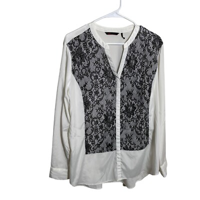 Sofia by Sofia Vergara Blouse Women's XL V-Neck Sheer Lace Shirt Top Casual