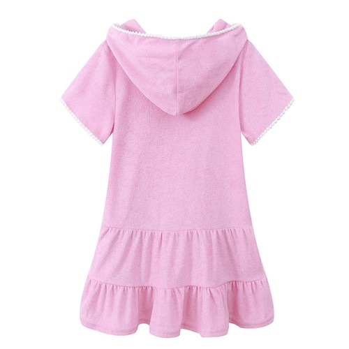 Little Girls Swim Cover Up Swimsuit Zip Up Hooded Bathrobe Absorbent Beach Dress - Picture 25 of 81