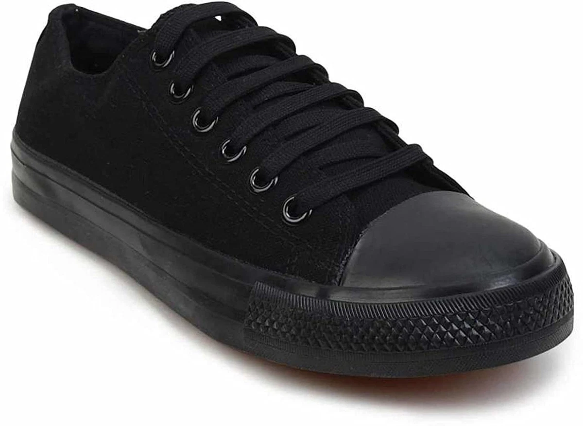Plain black canvas shoes deals