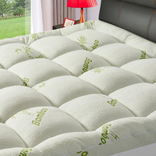 Bamboo Viscose Short Queen RV Mattress Topper for Back Pain, Extra Thick Pad