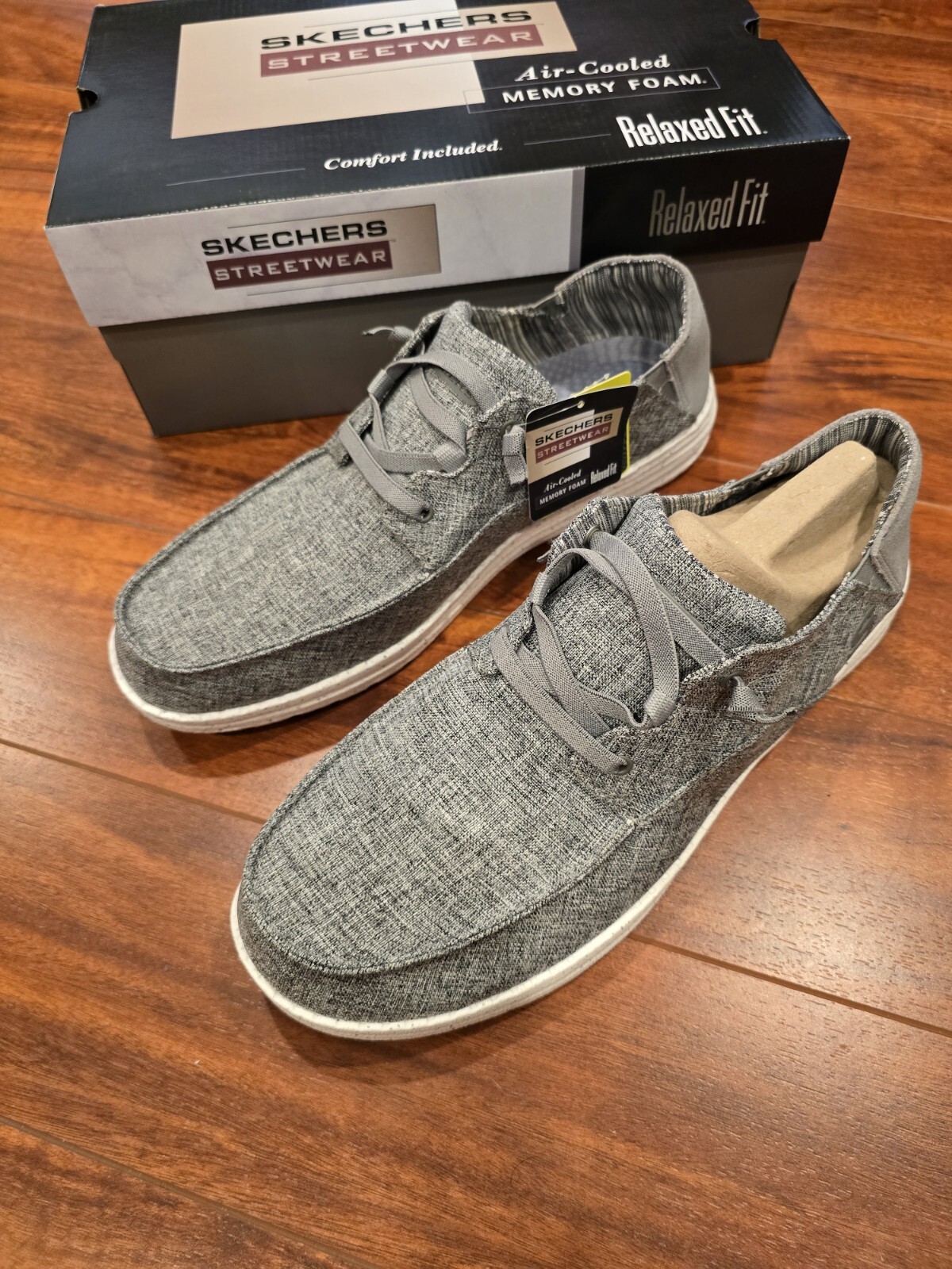 Skechers Melson Planon Relaxed Fit Shoes Sneakers Mens Size 11.5 Gray White