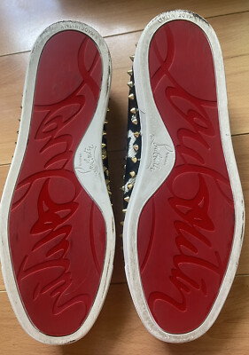 CHRISTIAN LOUBOUTIN Metallic Lurex Studded Pik Boat Flats Black