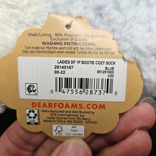 Dearfoams Womens Light Blue DOUBLE LAYER BOOTIE Cozy SLIPPER SOCKS Size 4-10 NEW - Picture 3 of 4