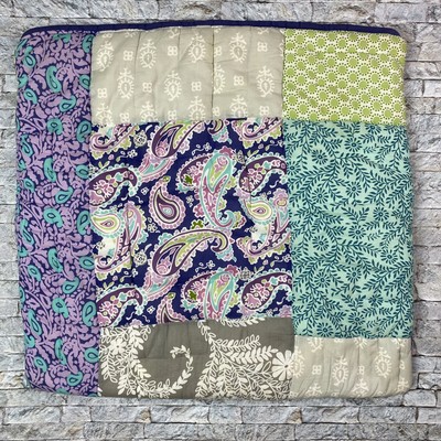 Pbteen Pottery Barn Teen Purple Gray Floral Paisley Euro Quilted