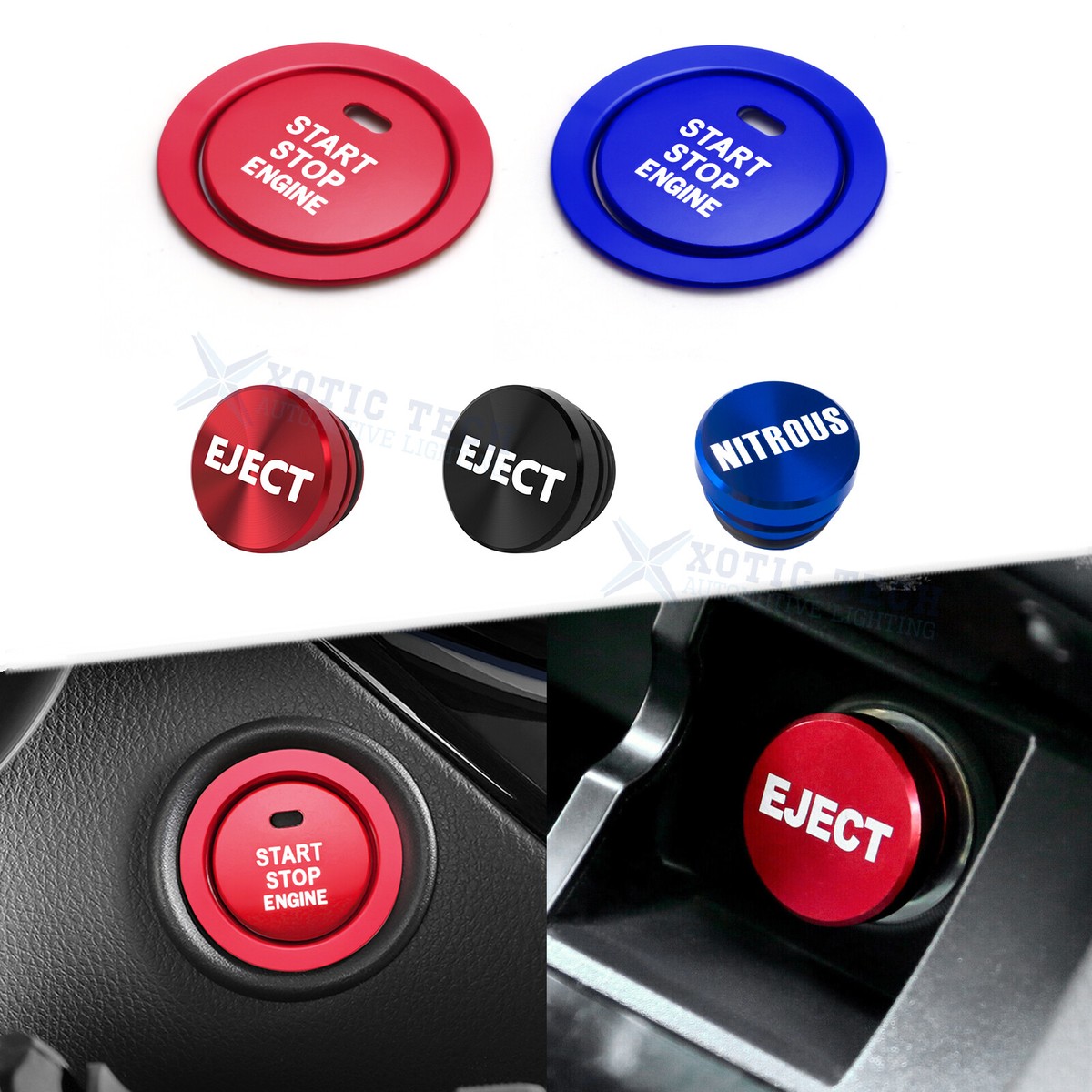 Alloy Engine Start + Cigarette Lighter Eject Button Trim For Toyota Camry  Prius