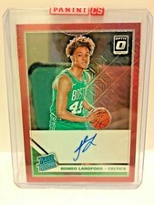 2019-20 Panini Romeo Langford Optic Rated Rookie Auto Red Finite Choice SSP 182 