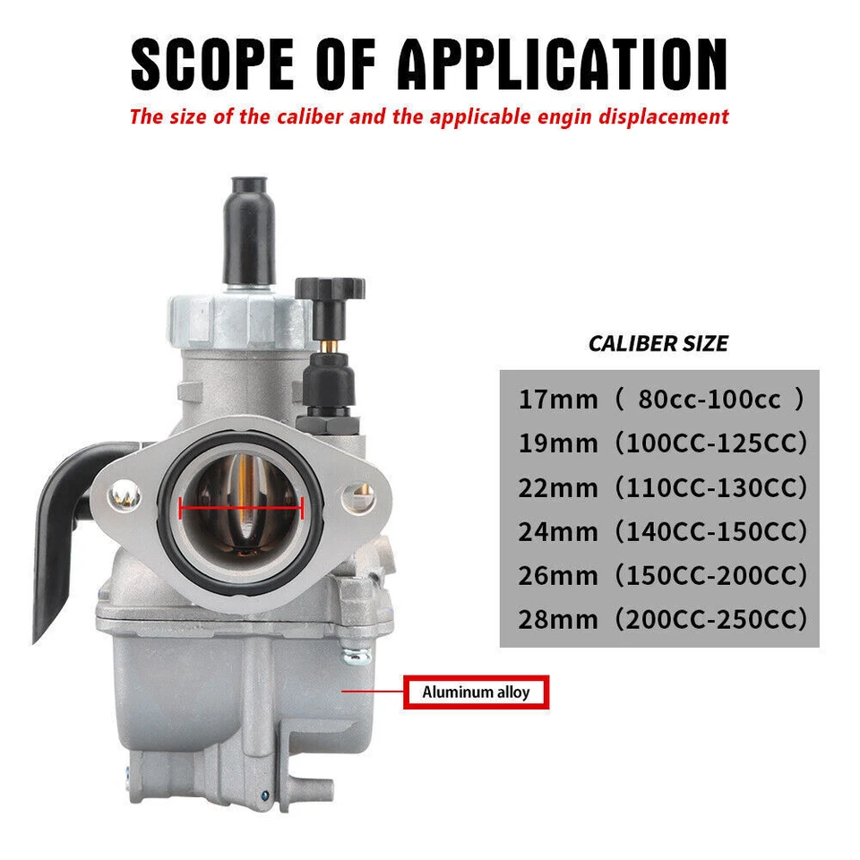 NIBBI PE 17mm Carburetor For CR100 CRF70F CRF80F EZ90 QA50 XL70 XL80S XR70R Bike - Image 3 of 4