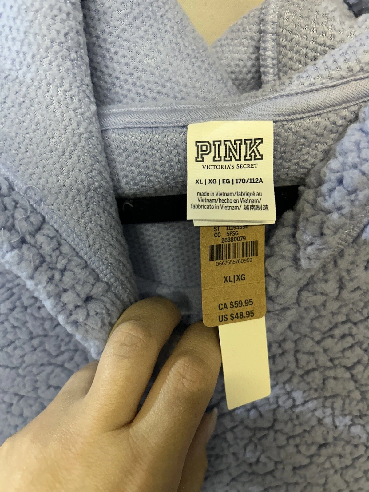 UNDERCOVER Felpa donna Victoria’s Secret ROSA NUOVA CON ETICHETTE blu in pile con cappuccio taglia XL