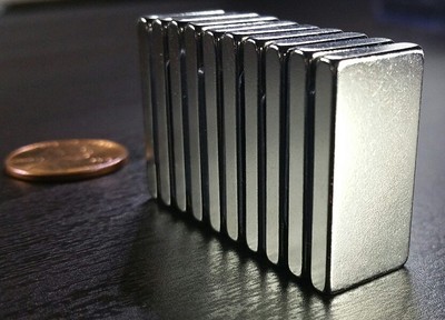 10 Neodymium Block Magnets N52 Grade Super Strong Rare Earth 1'' X 1/2'' X 1/8''