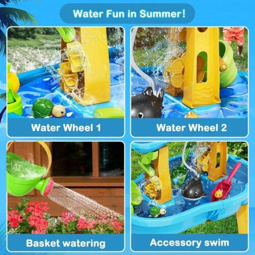 VATOS Sand Water Table Toys For Toddlers Kids - With Water Pumb & Umbrella 3-Tie - Picture 6 of 6