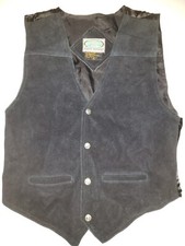 Paragraff Clothing Leather Suede Vest Womens Small Boys XL Oklahoma Snaps 75035