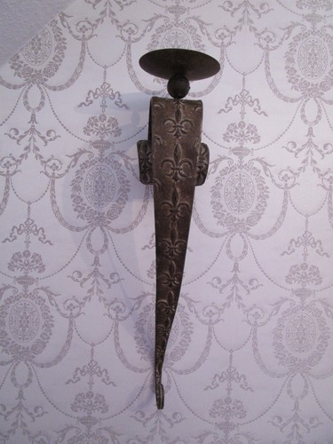 Wand Kerzenhalter Metall Retro eingeprägtes Lilienmuster Deko Wandkerzenleuchter - Bild 3 von 16