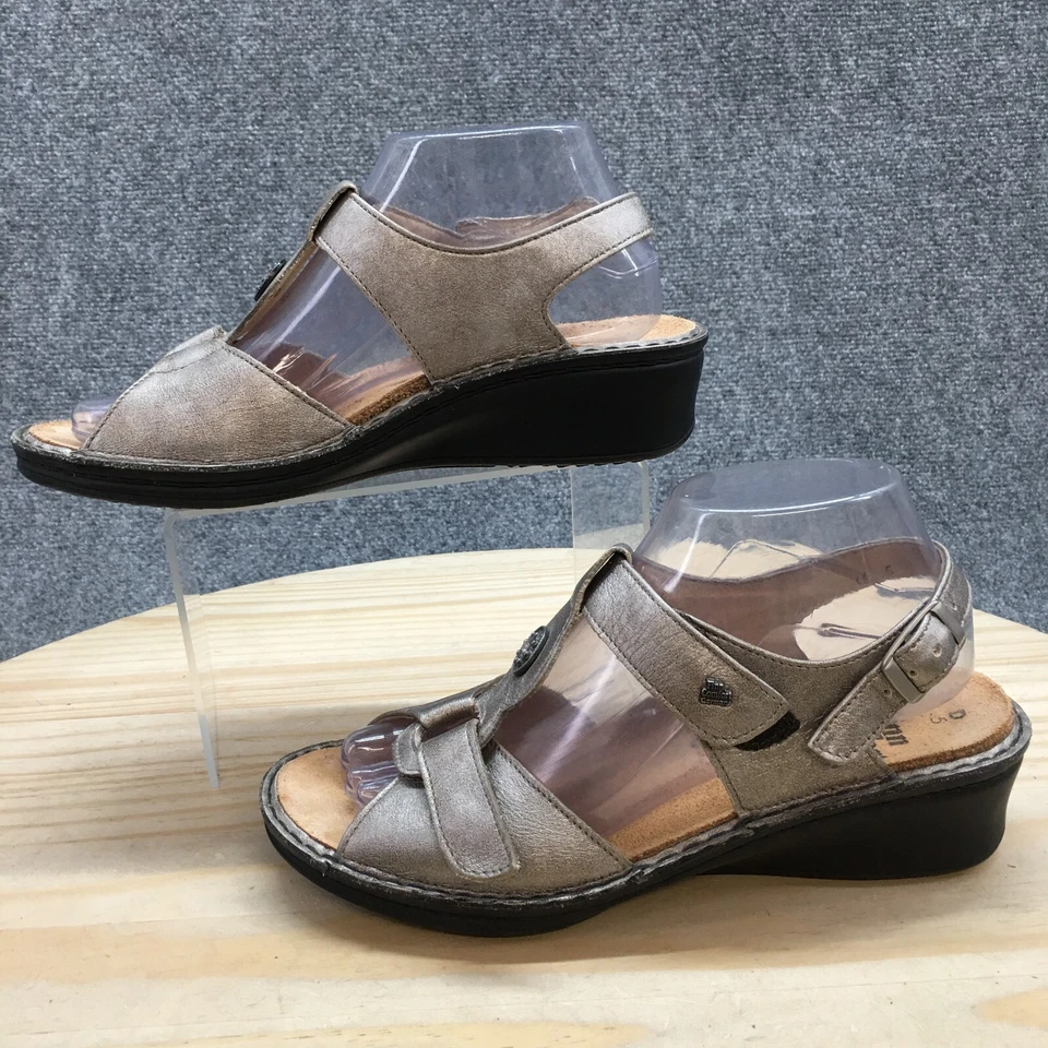 Finn Comfort Sandals Womens US7 UK5 Adana Strappy Slingback Wedge Metallic Gray - Image 2 of 4