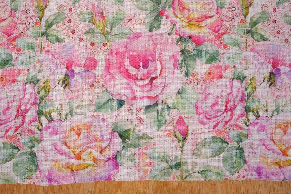 Pure 100% linen flower Soft Fabric 180gsm Flax Clothing fashion floral roses - Image 3 of 4