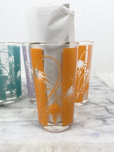 Vintage Palm Fan Glas Becher BRILLE TropicaL Mid Century Modern ColorfuL - 6 - Bild 8 von 12