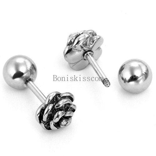 Dije Rosa Flor Forma Acero Inoxidable Pendientes Pernos Cuentas Bola Tornillo Espalda - Imagen 8 de 26