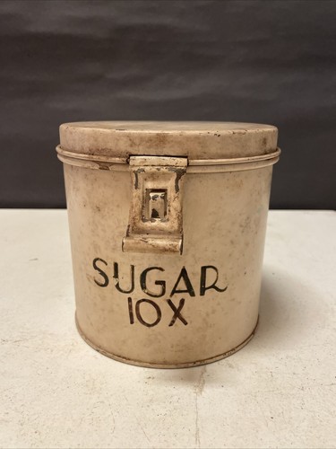 Vintage - kreamer Sugar 10x Pantry Tin - Hinged Lid
